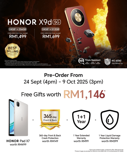 Picture of HONOR X9D 5G (24+256GB) ORI MALAYSIA SET